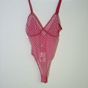 Forever 21 Pink Heart Mesh Chemise